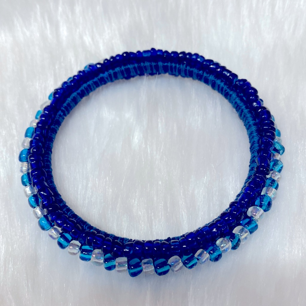 New Crafted Handmade Beaded Crochet Blue Bracelet !